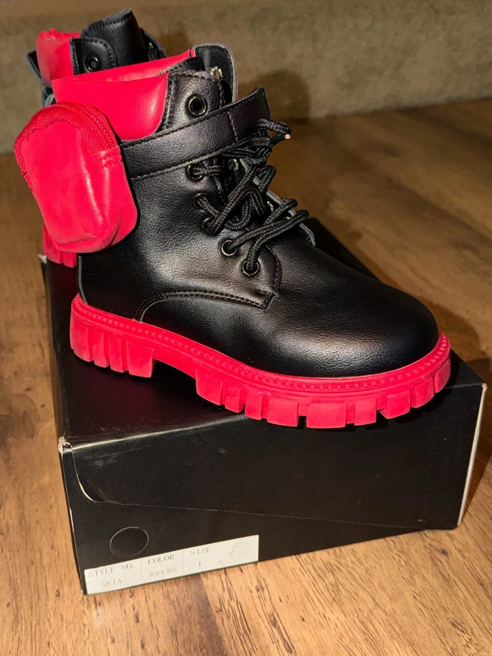 Fashion Nova Black Boots with Red Soles for Kids *Brand New w/box*